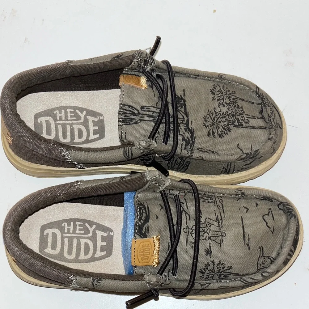 Kids Hey Dude Casual Shoes in Olive and Tan